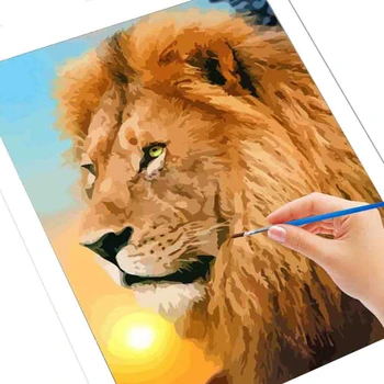 HUACAN DIY Billeder Af Tal, Tegning På Lærred Maling Af Antal Dyr håndmalet Maleri Lion Kunst Gave Kits Hjem Indretning