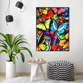 HUACAN Olie Maleri Af Antallet Butterfly DIY håndmalede Dyr Akryl På Lærred Billede Væg Kunst Gave boligindretning