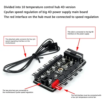 HUB Køligere Speed Controller Splitter Udvidelse Adapter Stik PC Speed Controller PC-Adapter 1 til 10 4Pin PWM Blæsere