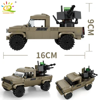 HUIQIBAO 258PCS Militære WW2 Afhentning Angreb Køretøj Model byggesten Hær Lastbil Med Soldat Mursten Bil-Legetøj Til Børn