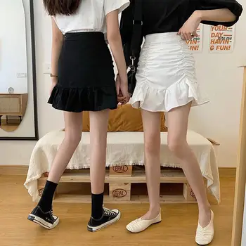 Halv-længde nederdel kvindelige kort nederdel 2021 spring nye net red plisseret nederdel med høj talje for tynde-passer til taske hip-En-linje-nederdel