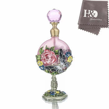 H&D 7ml Vintage-Parfume Flaske Fancy Pink Rose Mønster Genoprette Gamle Antikke Parfume Flaske Tomme Genpåfyldelige Håndlavet Indretning