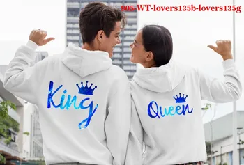 Harajuku Hoodie Konge Dronning Elsker Hættetrøjer Kvinde Harajuku Koreansk Tøj Hvide Sweatshirts Kvinde, Fleece Hættetrøjer Homme Streetwear