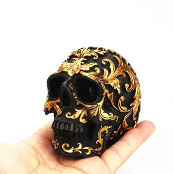 Harpiks Kreative Skull Hoved Pynt til Bar Hjem Dekoration Desktop Gave Halloween Art Udskæring Statuer
