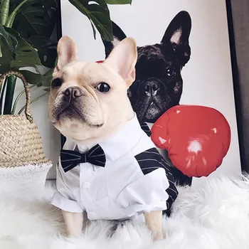 Herre Dog Bryllup Passer Tøj Pet Tøj Tuxedo Pet-Shirts med Bue Bånd Pet Forår Sommer Formelle Shirts Til Hvalp Hunde &