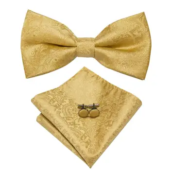 Hi-Tie Høj Kvalitet Mænds Slips, Røde Bryllup Part Fersken Bow Tie Pocket Square Manchetknapper indstille Mode Butterfly Sløjfe Slips til Mænd