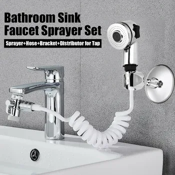 Hjem Badeværelse Sink Faucet Sprayer Vand fra Hanen Udvidelse Justerbar Dyse brusesæt Sucker vægmonteret Nem At Installere