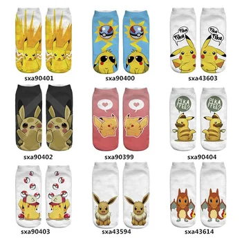 Hot 22style Pikachu Pokemon Anime Cosplay Sokker Kawaii Tegnefilm Kvinder Mænd Bomuld Foråret Strikke Voksen Kort Sok Voksen Barn Gave
