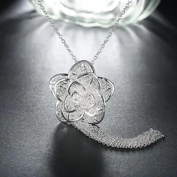 Hot 925 sterling Sølv Smykker til kvinder fine blomst halskæde armbånd Fashion Party brylluppet pige Julegaver