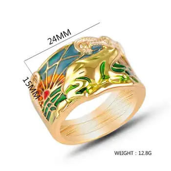 Hot Animalske Smykker Frog Ringe Mode Grøn Emalje Bred Ring Til Kvinde Part Crystal Vintage Smykker 2020 Ny