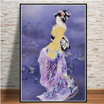 Hot Japan Japansk Geisha Kvinde, Maleri Kunst Plakater og Prints Kunst Olie på Lærred Maleri Vægmaleri Væg Kunst Billeder til stuen