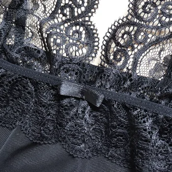 Hot Salg Nightgowns & Sleepshirts V-Hals Lace Homewear Sæt Nattøj For Kvinder Sommeren Sexet Undertøj Bue Nightdress slip kjole