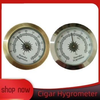Hot Sælger 50mm Rund Glas Analogt Hygrometer Til Humidor-Guld For Guitar, Violin cigartobak Pleje Værktøjer