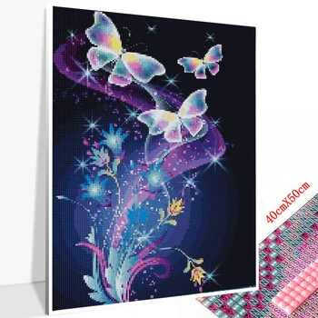Huacan 5D DIY Diamant Maleri Fuld Pladsen Diamant Broderi Mosaik Butterfly Kit Dekorationer Hjem
