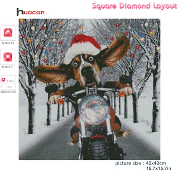 Huacan Fuld Square/runde Diamant Maleri Kit Hund Jul Mosaik Vinter Road Motorcykel Broderi Sne Home Decor