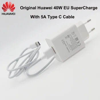 Huawei Oplader 40W Oprindelige 10V4A Effektivisere EU-Afgift Adapter 5A USB Type C-Kabel for Nova 5 5t 5 Pro Mate 30 Pro-P20-P30 Pro