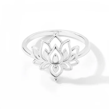 Hule Ud Lotus Blomst Vintage Ring I Rustfrit Stål Vielsesringe For Kvinder Boho Mode Smykker Bague Femme