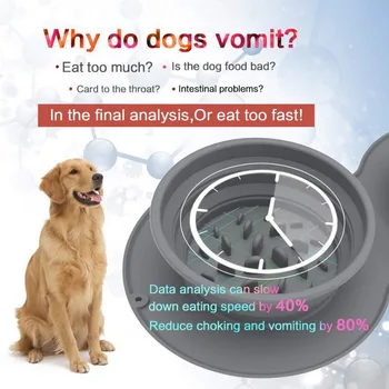 Hund, Kat Langsom Indfødningsskål Sammenklappelig Anti-Kvælning Og Anti-Opkastning Dobbelt Mad Bærbare Hund Skål Pet Supplies Slow Food Mat