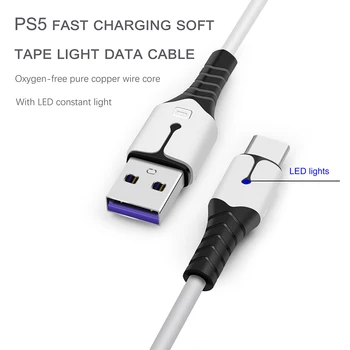 Hurtig Oplader USB-Kabel Til Ps5 Controller 2M Længde 3A Kabler Støtte Til Playstation Dual 5 Gamepad Med Indikator Lys