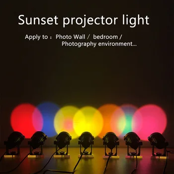 Hurtig levering Led Nat Lys Rainbow Solnedgang Projektor Stemning Til Hjemmet Kaffe Baggrund vægdekoration Farverige Plug Lampe