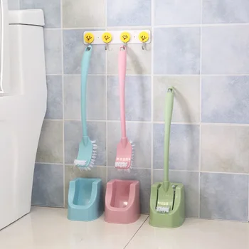 Husstand Toilet Børste Sæt Kreative Badeværelse Rengøring Forsyninger Langt Håndtag For Dobbelt Hoved Ingen Blindgyde Rensebørste