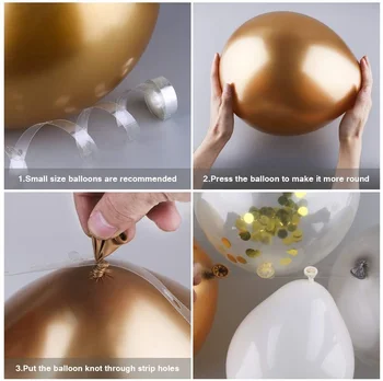 Hvid Ballon Guirlande-Arch Kit, Hvid Guld Konfetti-Balloner 98 PC ' er, Kunstige palmeblade 6 STK Bryllup Fødselsdag Dekorationer