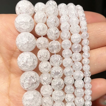 Hvide Sne Krakket Krystal Perler Runde Løs Spacer Perler Til Smykker at Gøre DIY Armbånd Tilbehør 15
