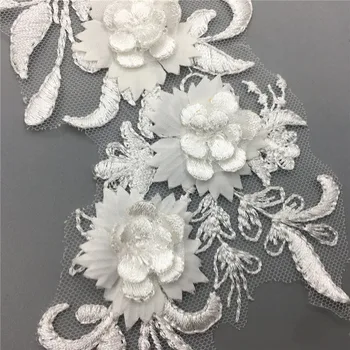 Hånd-syning 3D-broderi håndarbejde reparation cut-out blomst lace dekoration wedding dress forbrugsstoffer 1 par til salg