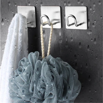 Håndklæde Kroge Til Badeværelse Køkken Hjem Rustfrit Stål Udsmykning Tilbehør Taske Vægbeslagene Nøgle Krog 2021 Nye Mode