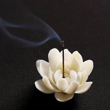 Håndlavet Buddhistiske Aromaterapi Pande Brug I Office Tehus Keramiske Hvid Lotus Røgelse Brænder Home Decor Røgelse Pind Holder