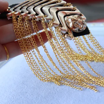 Håndlavet gyldne metal epaulette smykker Kæde kvast patch kæmpe skulder broche epaulet/escapulario blazer tilbehør/pin-kode
