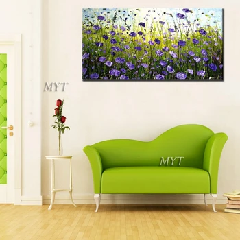 Håndmalet, moderne abstrakte lilla blomster, olie maleri kunst vægmalerier, stue dekoration.