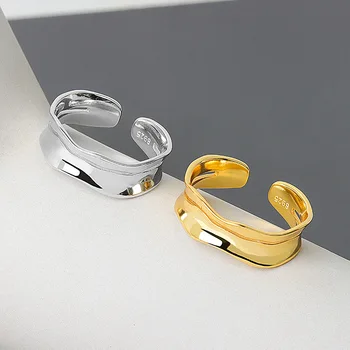 Høj Kvalitet, Mode 925 Sterling Sølv Geometriske guld farve Justerbare Ringe Til Kvinder Engros Smykker