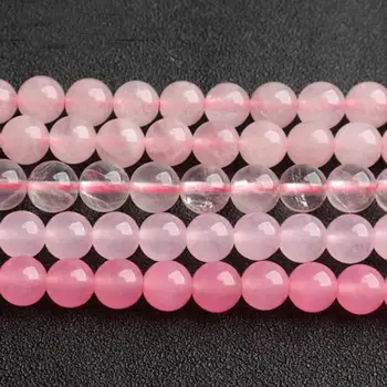 Høj Kvalitet Naturlige Pink Krystal Sten 4/6/8/10/12/14mm Rund Halskæde Armbånd Smykker DIY Perle Løse Perler 38cm wk179