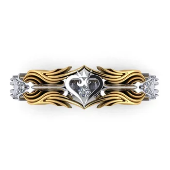 Høj kvalitet Kongens Hjerte Crown To-Tone Ring for kvinder bryllupsfest engagement smykker gave engros-års jubilæum