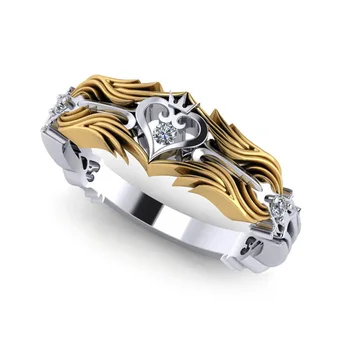 Høj kvalitet Kongens Hjerte Crown To-Tone Ring for kvinder bryllupsfest engagement smykker gave engros-års jubilæum