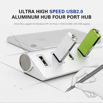 Høj kvalitet led Mini 4-Port HUB High Speed USB 2.0 Splitter Adapter Hub med Kabel Til Macbook Bærbare PC