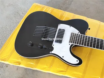 Høj kvalitet tilpassede mat sort 7 string elektrisk guitar, kan tilpasses i henhold til kravene i gratis fragt