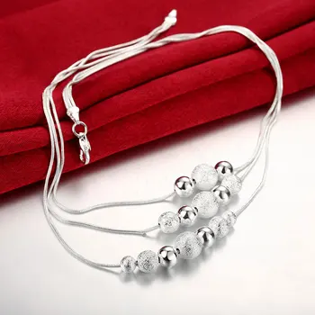 INALIS Tre-Line Multi-Perle Kæde Halskæde i Sølv Farve Halskæder Til Kvinder, Mode Smykker Bedst Sælgende Valentins Dag Gaver