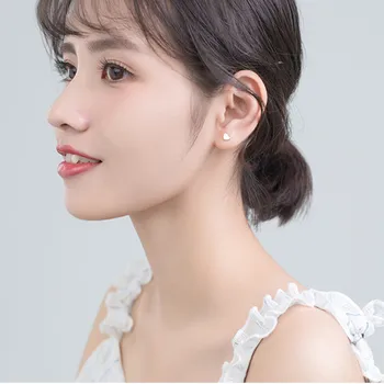 INZATT Ægte 925 Sterling Sølv Minimalistisk Hjerte Stud Øreringe Til Mode Kvinder Part Fine Smykker Perle Søde Tilbehør