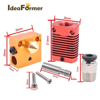 IdeaFormer 3D-Printer Dele Metal CR10 Hotend Ekstruder Hot Ende Kit 0,4 mm Dyse Aluminium Opvarmet Blok for Ender3/CR10/CR10S Pro