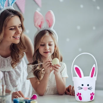 Ikke-vævet Stof påskeæg Kurv Påske Søde Bunny Slik Opbevaring Spand gavepose Til Børn Happy Easter Egg Opbevaring Spand