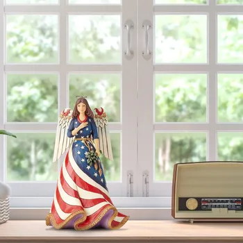 Independence Day Patriotiske Kvindelige Engel Dekoration 15x23cm Harpiks Håndværk Dekoration Ornamenter Mors Dag Gave Home Decor Amerika
