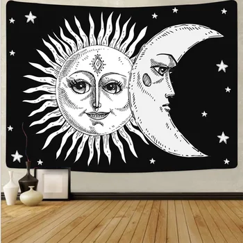 Indien Mandala Gobelin Sun Moon Kunst Vægtæpper Hjem Dekoration Gobelin Psykedelisk Hippie Gebyr Væggen Hænger dorm room decor