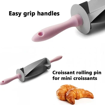 Indstilleligt Blad Roller Pin Croissant Cutter Multi-funktion Brød Slicer Sæt til Rustfrit Stål, Croissant, Brød Dej Cutter Roler3