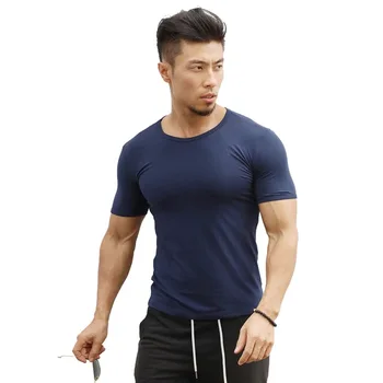 J2847 -Workout fitness mænd kortærmet t-shirt mænd termisk muskel bodybuilding bære kompression Elastisk Slim-initiativet tøj