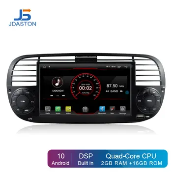 JDASTON Android 10.0 Bil DVD-Afspiller Til FIAT 500 Mms-GPS Navigation 1 Din Bil Radio Stereo Autoaudio WIFI Buit i DPS