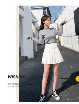 JK Plisseret Nederdel Kvinder 2021 Sommeren Studerende koreanske Version Mode Høj Talje A-linje Culotte søde Søde Mini Plaid Nederdel Kvinder