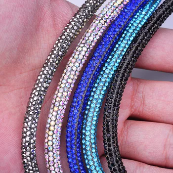 JUNAO 1 Meter-Blå Glas Rhinestones Kæde Rør Crystal Trim Ledningen Strass Pynt Til smykkefremstilling-Armbånd, Øreringe