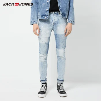 JackJones Mænds Bomuld Splejsning Vintage Nødlidende Slim Fit Stretch Jeans|220132550